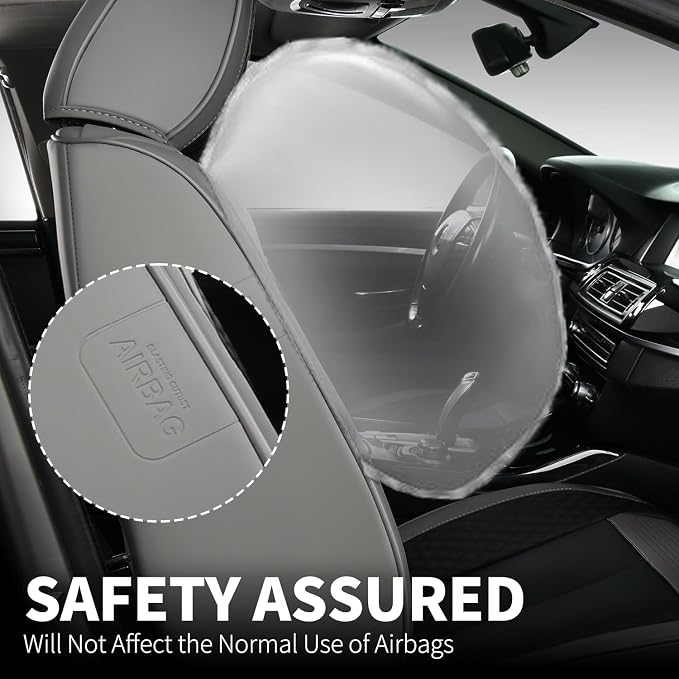 FLORICH Car Seat Covers Front Set, Black Car Seat Cover, Breathable Premium Leather Seat Covers, Automotive Vehicle Seat Covers for Cars Trucks Vans SUVs Sedans (Grey Black)