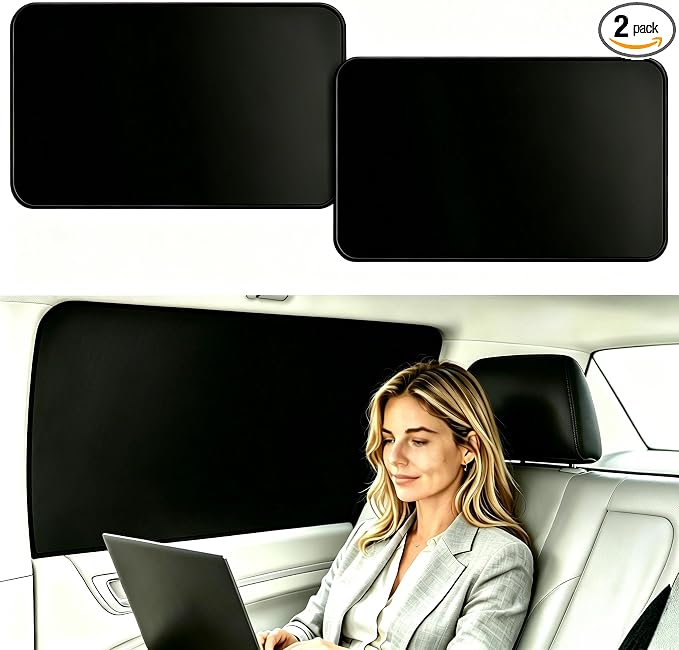 ZATOOTO Car Window Curtains - 2 Pcs Black Silk Side Rear Protection Covers - Magnetic Privacy Sun Shade Keeps Cooler for Baby Kids Sleeping