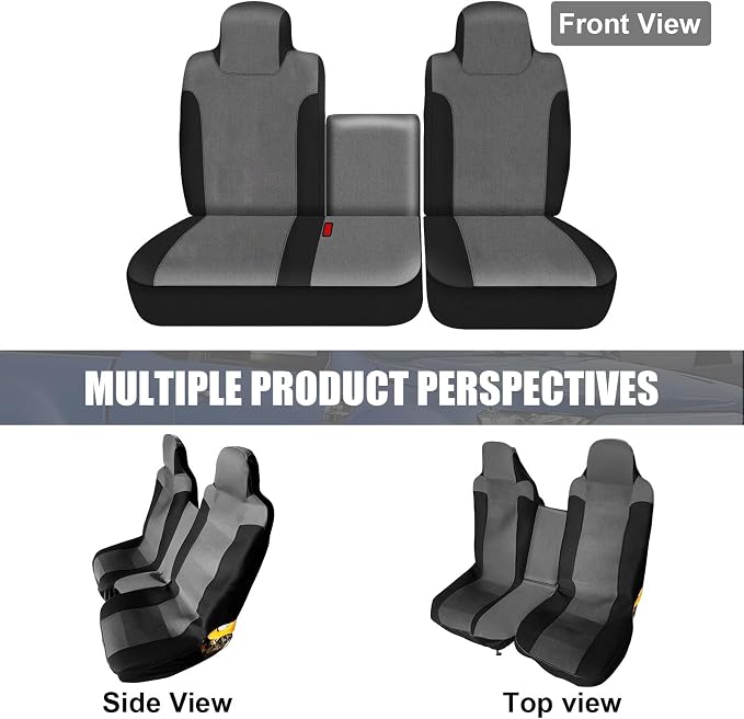 SAPUBK Custom-Fit Front Seat Cover Replace for 2006-2025 Isuzu NPR 40/60 Split Bench, Front Knitted Fabric with Back Soft Foam Lining Airmesh Breathable Seat Cover