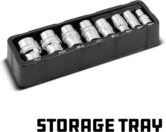 Powerbuilt 941323 8 Piece SAE Zeon Socket Set - with use for Standard, Rusted, Rounded Bolts and Nuts, Size from 1/4" to 3/4"