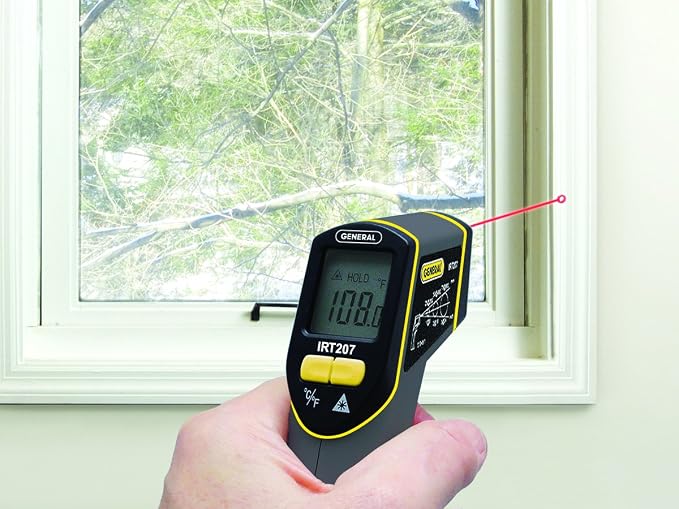 General Tools Non-Contact Digital Laser Temperature Gun, Thermal Detector, -4 to 608 degrees F (-20 to 320 degrees C) - For Cooking/BBQ/Food/Fridge/Pizza Oven/Engine