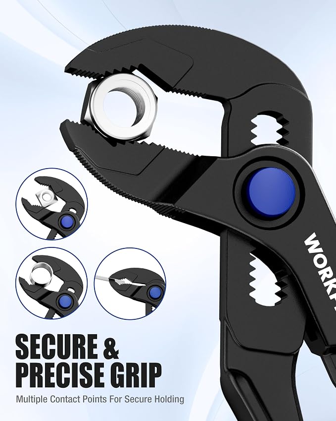 WORKPRO 3-Piece Mini Pliers Set with Pouch, 4-Inch Slip Joint Plier & 4-Inch Water Pump Plier & 4.5-Inch Long Nose Slip Joint Plier, High-Toughness Pocket Pliers for Tight Spaces & Versatile Use