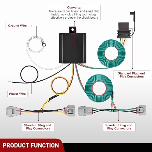 Nilight 4 Pin Trailer Wiring Harness Kit 55513 Compatible with Toyota 2005 2006 2007 2008 2009 2010 2011 2012 2013 2014 2015 Tacoma 2008-2012 Hilux 1993 1994 1995 1996 1997 1998 T100 Tow Hitch