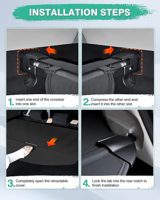Powerty Retractable Cargo Cover for Cadillac XT5 2020-2023, Canvas Texture Trunk Cover Privacy Screen Rear Security Shade for XT5 Accessories