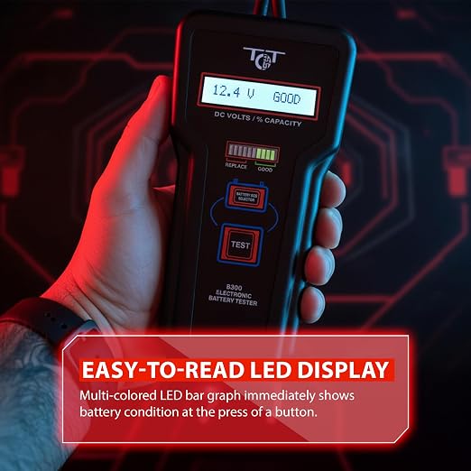 Professional 12V Electronic Battery Tester – Digital Conductance Analyzer for Car Automotive Starter & Alternator Systems, Battery Health & Capacity Checker – B300 by Tech Professional Service Tools