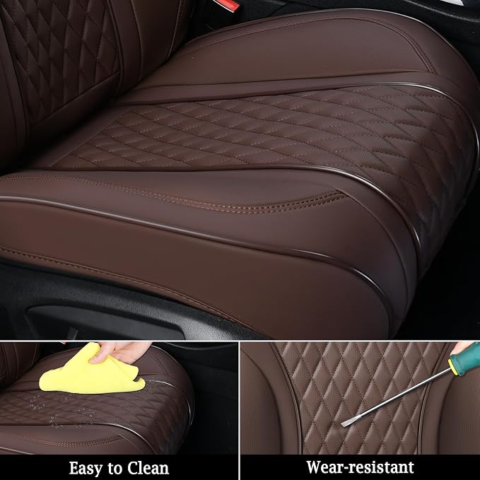Doogo Car Seat Covers, Universal Front Seat Covers, Waterproof Napa Leather Seat Cushions, Automotive Seat Covers Protectors for Most Cars Trucks SUV (Coffee,Front Pair)