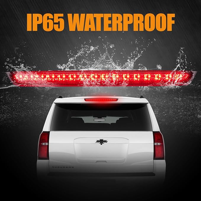 Third 3rd Brake Light LED for 2007-2014 Chevy Tahoe Suburban/GMC Yukon, High Mount Rear Brake Lights Assembly for 07-14 Yukon XL, Waterproof Center Cab Lamp Stop Light (Clear)