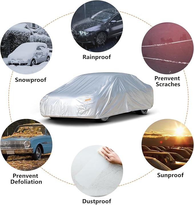 Heavy Duty Waterproof Car Cover for Coupe Universal Fit for Ford Mustang, Chevrolet Camaro, Chevrolet Corvette, BMW 4 Series, Audi A5, Lexus RC, Nissan GT-R, Kia Stinger, & More (Fits Cars up to 200")