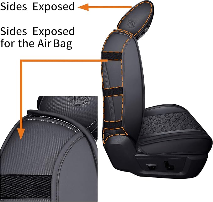 YIERTAI Dodge RAM Seat Covers Fit for 2009-2025 2026 1500HD 2010-2026 2500/3500HD Truck Full Set Crew Double Cab Quad Cab Waterproof Faux Leather Seat Covers(5 PCS Full Set/Black)