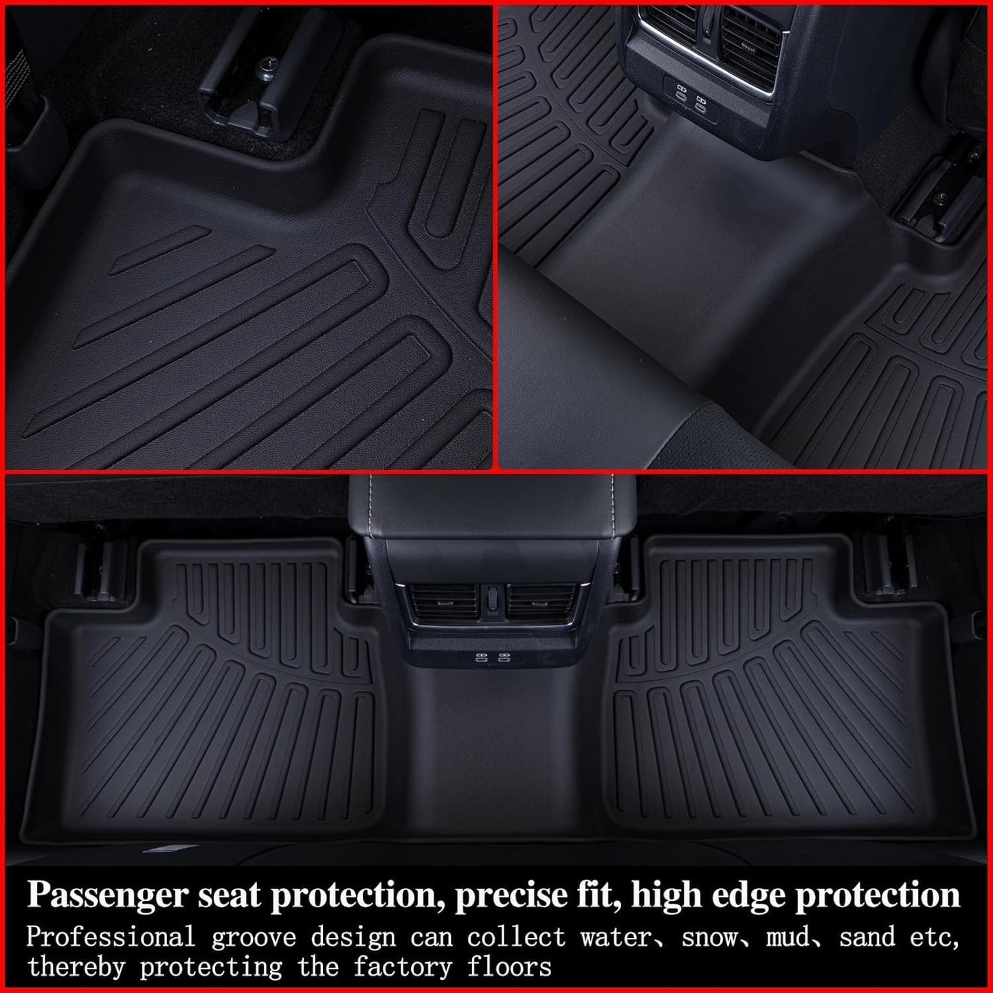 2 Rows Floor Mats for 2025 Nissan Armada 7 and 8 Passenger Models,TPE All Weather Protection Car Floor Liners Accessories | Front & Second Rows, 3-Pc