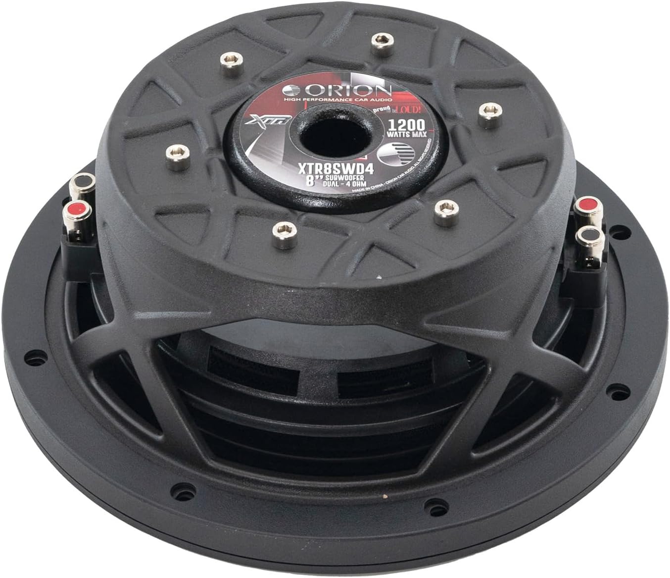 Orion XTR Series XTR8SWD4 Free Air Slim Shallow Mount 8” Car Subwoofer, 1200W Max Power, 300W RMS, Dual 4 Ohm, UV Coated Cone, NBR Surround – OEM Sub Replacement Compact for Lexus, BMW, Nissan, & More