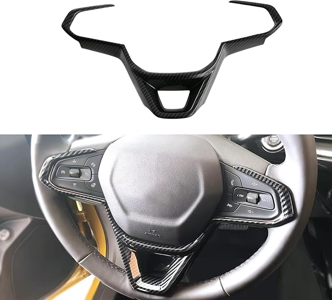 1 Pcs Center Steering Wheel Protection Cover FrameTrim for Chevrolet Trailblazer 2024-2026 Interior Accessory (ABS Imitation Carbon Fiber Pattern)