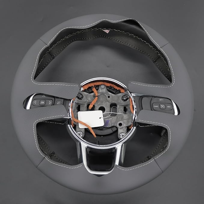 MEWANT Steering Wheel Cover for Jeep Gladiator (JT) 2020-2024 / Wrangler (JL) 2019-2024 / Wrangler Unlimited 2018-2023 Hand-Stitched Leather Car Steering Wrap for Jeep