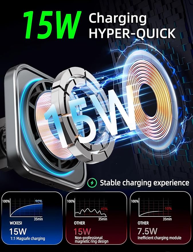 for MagSafe Car Charger, Phone Mount Holder for Truck,【11-inch Long arm】 15W Qi2 Magnetic Wireless Car Charging Windshield Dashboard, Truck Accessories, for iPhone 17 16 15 14 13 12 Series