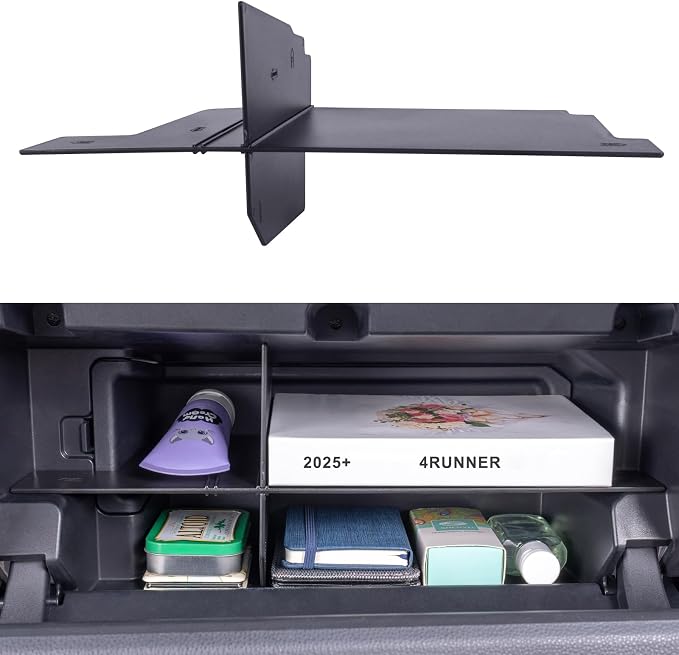 JKCOVER Glove Box Divider Organizer and Center Console Hidden Organizer Compatible with 2025+ Toyota 4Runner(6th Gen 4Runner) Accessories Insert Storage Black ABS Plastic