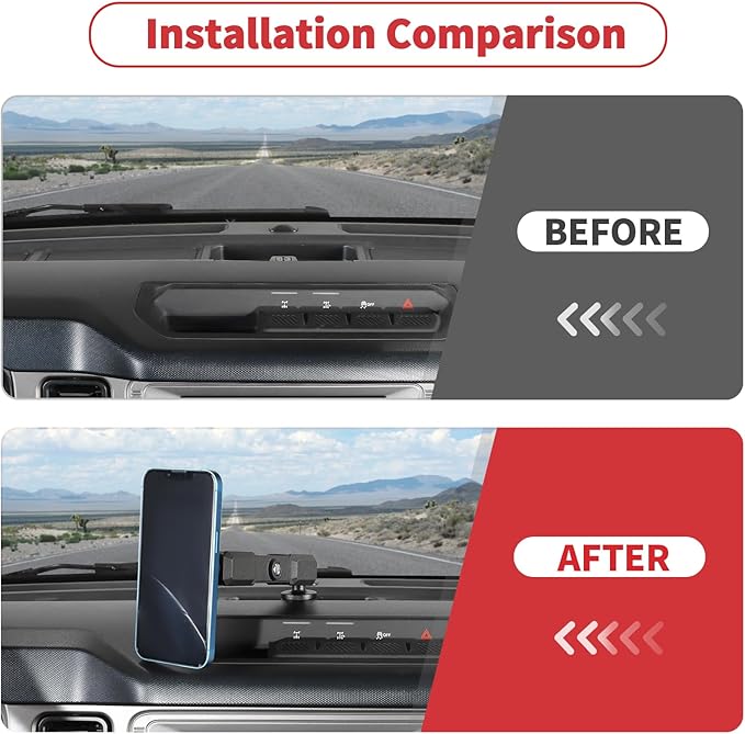 Linskip Magnetic Phone Mount for 2021–2025 2026 Ford Bronco & Bronco Raptor, Magnetic Car Phone Holder for Bronco Interior, 360° Rotation, One-Hand Operation, Strong Magnet