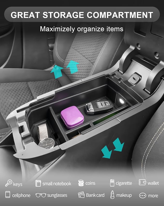 CDEFG for 2018-2024 GMC Terrain Center Console Organizer for 2018-2024 GMC Terrain Accessories Middle Console Organizer 2024 GMC Terrain Armrest Storage Box