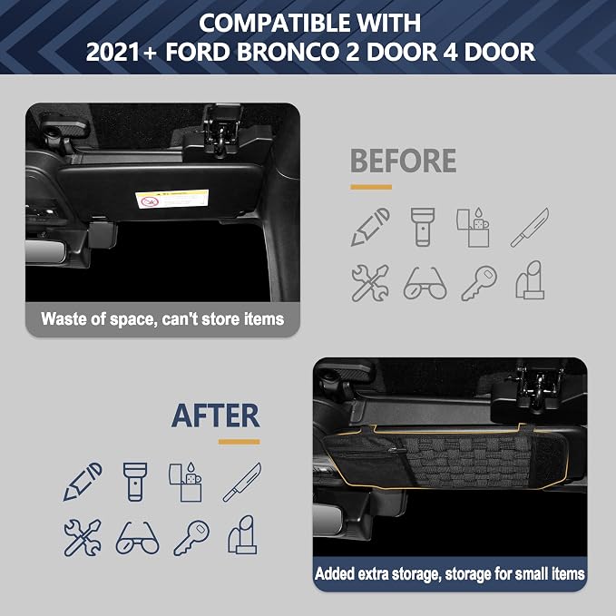 sukemichi Visor Organizer Sun Visor Molle Panel for Bronco, Tactical Sun Visor Organizer Molle Webbing For Ford Bronco Accessories 2021-2025 Visor Storage Holder Pouch,2 Pack,Fit Driver Passenger Side