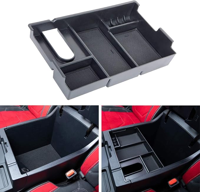 JDMCAR Center Console Oragnizer (Half Tray) and Liner Accessories (Bucket Seat, Red Trim) Compatible with Toyota Tundra 2014-2021