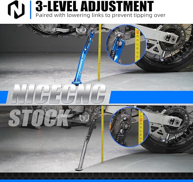 NICECNC Blue Kickstand Kick Stand Adjustable Sidestand Compatible with Suzuki DRZ400/DRZ400E/DRZ400S/DRZ400SM 2000-2020 2021 2022 2023 2024 See Fitment (Accessories not Included)