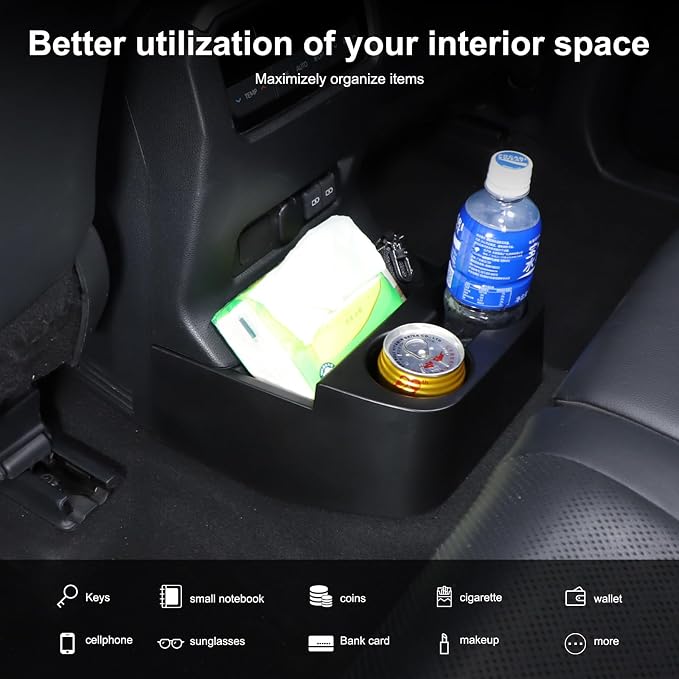 Rear Console Cup Holder Storage Box Compatible with Toyota Land Cruiser 250 Prado J250 LC250 2024 2025 2026 Accessories, Rear Air Vent Cup Holder Organizer Box