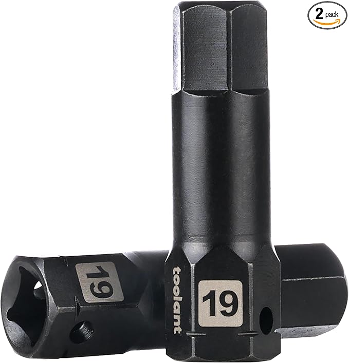toolant 1/2" drive 19mm impact hex bit socket set 2PCS, Hex Drive, S2 Steel Air Drive Allen Socket set,Impact Grade，Anti-Roll Design