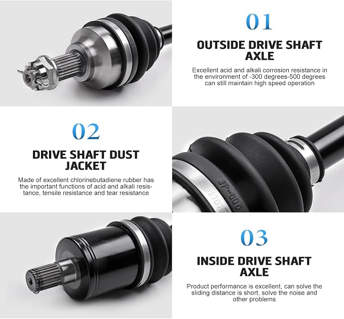 KLV Rear Left Right CV Axle for 2015-2018 Honda Foreman Rubicon 500 | Top Notch Grease,Tear-Resistant CV Boot Fit for 2015-2018 Honda Rancher 420 Rear CV Axle 42250-HR6-A61 42220-HR6-A61