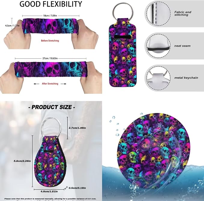 Skull Print Car Seat Covers Set of 15 High Back Front and Back Seat Covers with Steering Wheel Cover Safety Belt Pads Headrest Protectors Armrest Cushion Cup Coasters and Keychain