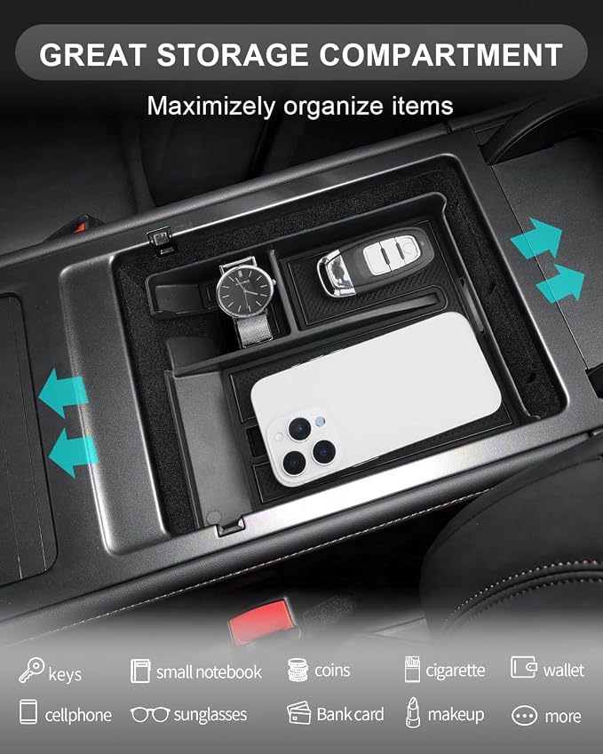 CDEFG for 2024 2025 2026 Lincoln Nautilus Center Console Organizer for 2024-2026 Lincoln Nautilus Accessories Middle Console Organizer Armrest Storage Box