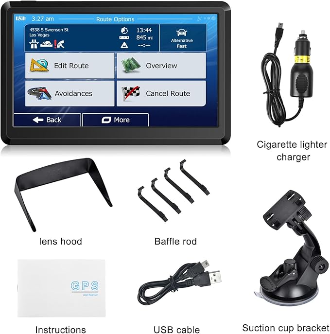 7-inch Car Navigation GPS ，GPS Navigation for Truck & RV & Car, Driver Alerts, Turn-by-Turn Directions, 2026 Map and Free Update Map