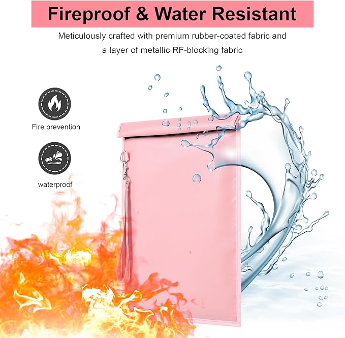 Shinylin 6 Pack Faraday Bags for Laptop Phone Car Key Tablet, EMP Proof Faraday Bags Waterproof Faraday Cage Device Signal Proof Faraday Blocker Pouch for Anti Theft Anti Tracking (Pink)