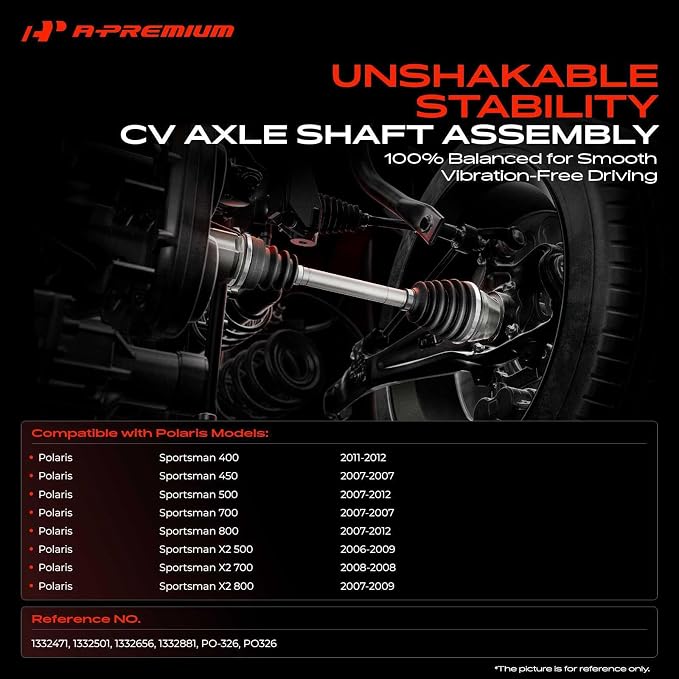 A-Premium CV Axle Shaft Assembly Compatible with Polaris Sportsman 400 450 500 700 800, Sportsman X2 500 700 800, 2006-2012, Front Left or Right, Replace# 1332501, 1332881, 1332656