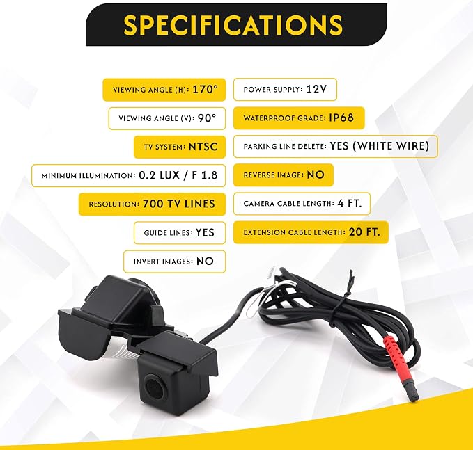 Crux CCH-01W CRUX CCH-01W Rear-View Camera for Select 2007-Up Jeep Wrangler Models