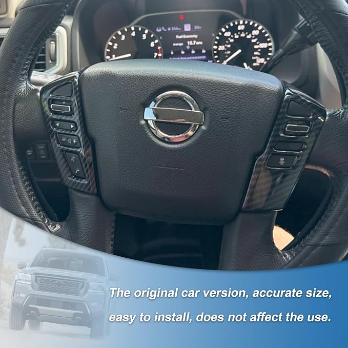 Carbon Fiber Steering Wheel Cover Compatible with Nissan Frontier 2022-2026