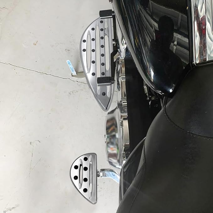 Floorboards Set Driver Passenger Footboards Front Rear Foot Pegs CNC Fit For Harley Touring Road Glide Street Glide Electra Glide Softail Dyna (Chrome)