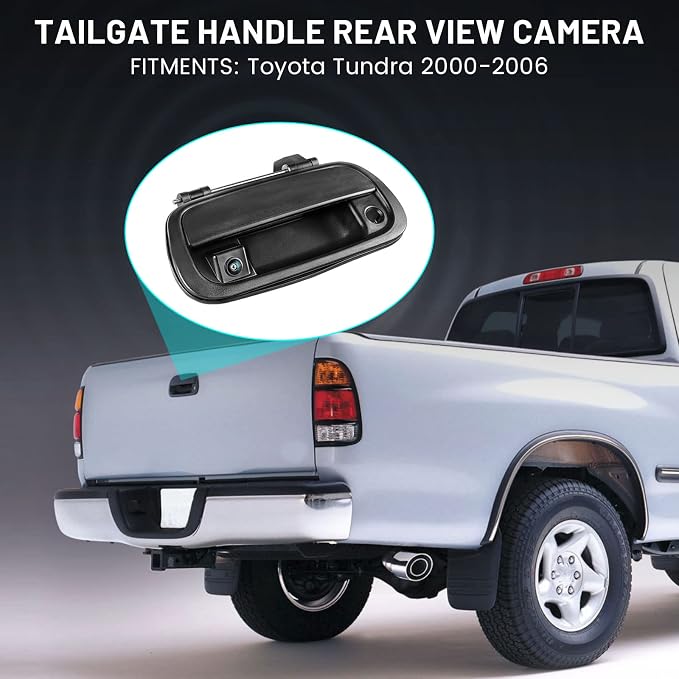 EWAY Tailgate Handle Backup Camera for Toyota Tundra 2000-2006 Reversing Camera Tailgate Liftgate Latch Handle Rear View Reverse Camera RCA Connector with Keyhole |Replaces# 69090-0C010 69090-0C030-C0