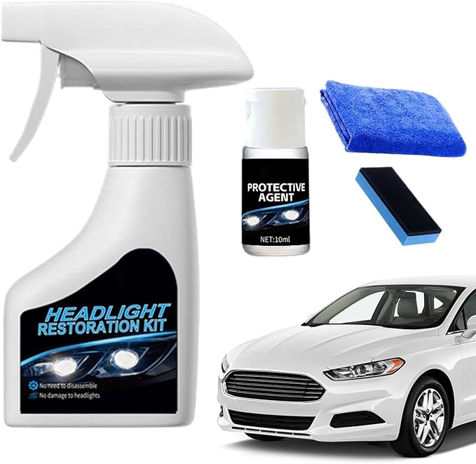 Headlight Refurbishment Kit,Prevents Yellowing Len Refurbishment Spray | Headlight Cleaner And Restorer Kit | for Pickup Car Tractor Truck ATV Vehicles Trailer RV Sedan
