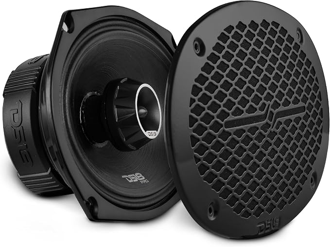 DS18 PRO-ZT Pro Audio Coaxial Midrange Speakers with Built-in Bullet Tweeter, 4-Ohms, Water Resistant - Black Metal Mesh Grill Included (1 Speaker) (6x9 inches)