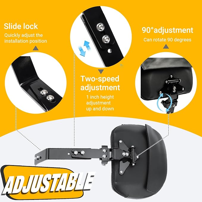 Driver Backrest for Can Am Spyder F3/F3-L/F3-S/F3-T 2015-2025 Accessories | Rider Backrest Mount Kit with Storage Pouch | Adjustable Quick Detachable