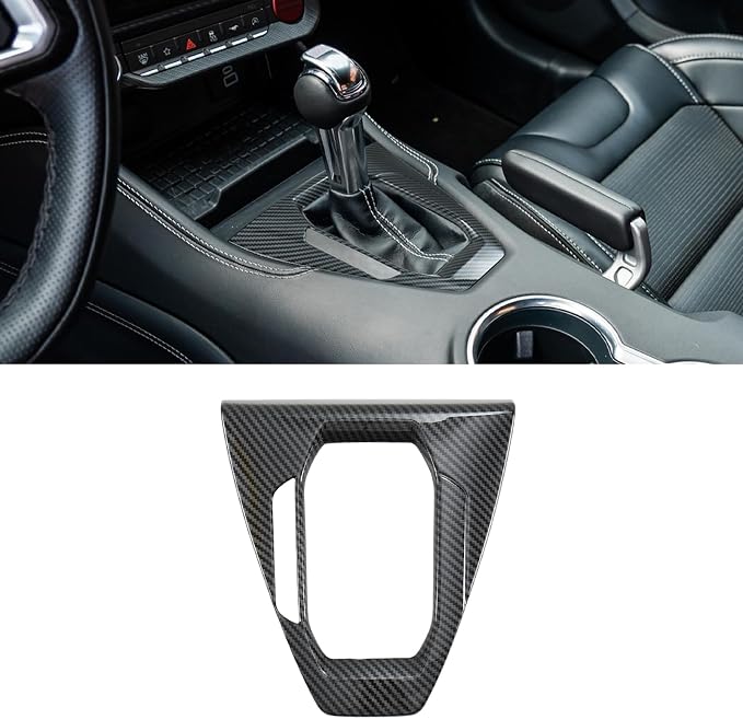 Carbon Fiber Gear Shift Panel Cover Compatible with Ford Mustang 2024 2025