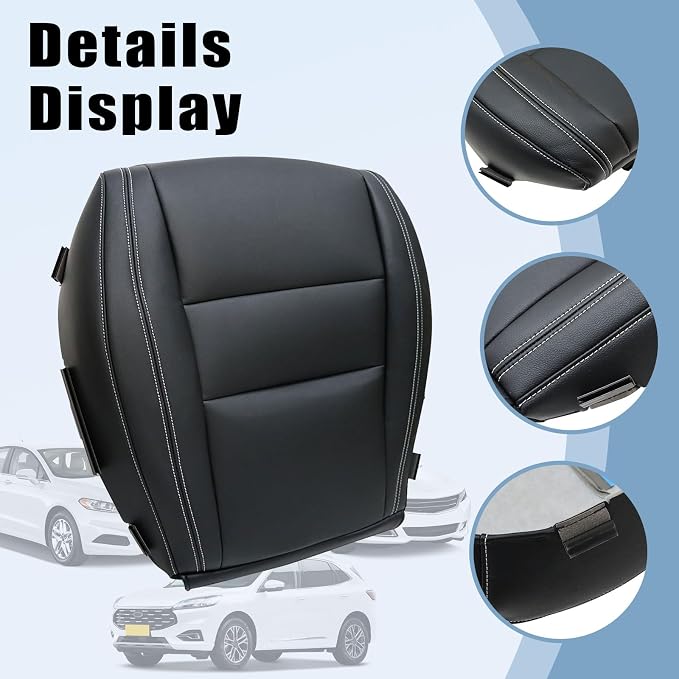 SecosAutoparts Front Driver & Passenger Side Bottom Non-Perforated Leather Replacement Seat Covers Black Compatible with Jeep Grand Cherokee 2011-2016 Compatible with Dodge Durango 2011-2018