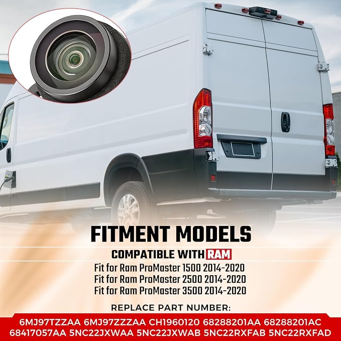 Backup Camera Rear View Camera,Fit for Ram ProMaster 1500 2500 3500 2014-2020 Parking Park Assist Camera Replaces #6MJ97ZZZAA