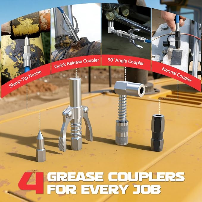 Ecarke Cordless Grease Gun Compatible with Milwaukee 18V Battery (Tool Only), 3‑Speed Adjustable Flow, 12,000 PSI Max, 39” Hose, Works with Bulk & Cartridge Grease, for Farm/Truck/Construction