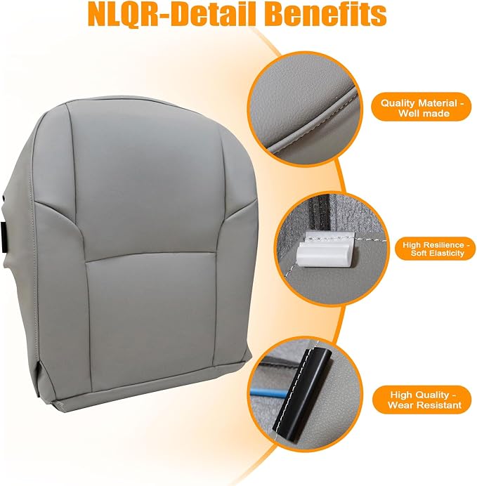 NLQR Front Driver & Passenger Bottom & Top Lean Back Replacement Seat Covers Microfiber Leather Compatible with Toyota 4Runner 2003 2004 2005 2006 2007 2008 2009, LB42 or FG42 Stone Gray