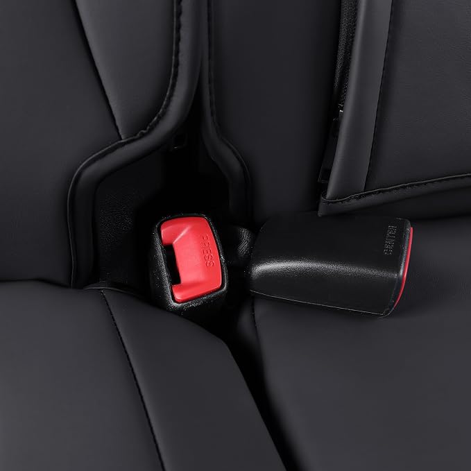 Huidasource Tundra Back Seat Covers for 2022 2023 2024 2025 2026 Toyota Tundra Rear Seat Covers, Nappa Leather Truck Seat Cover, Custom Cushion Protector, CrewMax/Double Cab Pickup(Rear/Black＆Red)