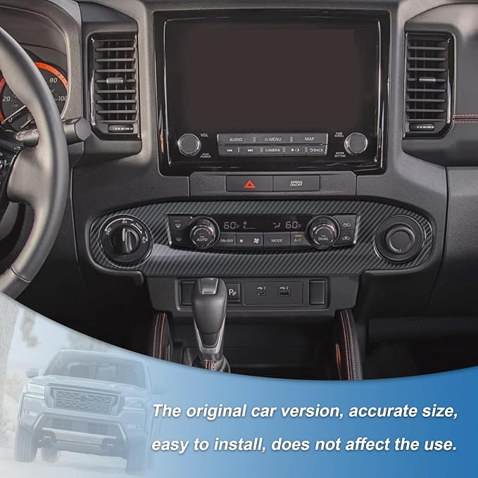 Carbon Fiber Center Console AC Air Vent Panel Cover Compatible with Nissan Frontier 2022-2024