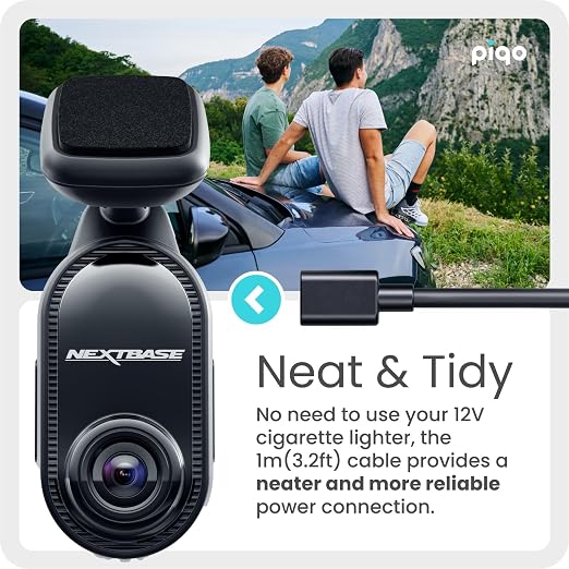 Nextbase Piqo Pro Install Hardwire Kit - Easy to Install, Enables Smart Parking, Battery Voltage Protection, LED Light, 12/24V Car Accessories, 1m Hard Wiring Kit Compatible with Nextbase Piqo Only