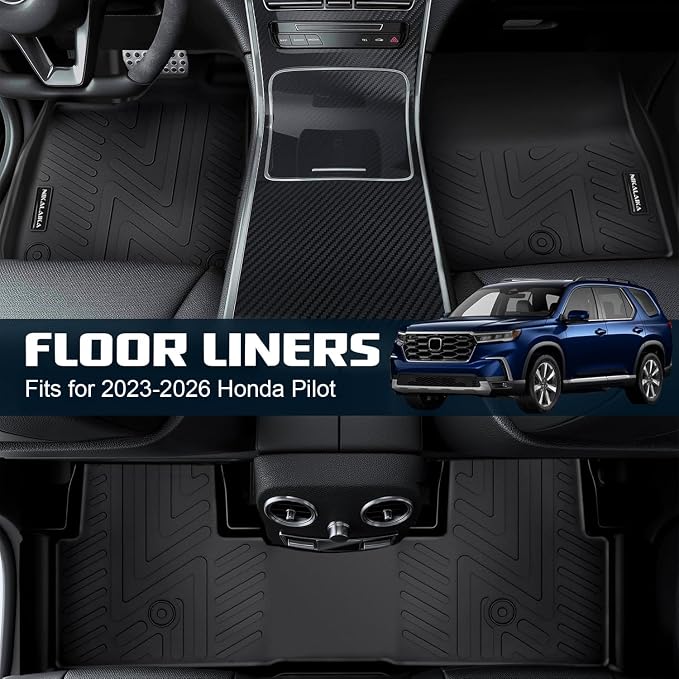 Floor Mats & Cargo Liner with Backrest Mat for Honda Pilot 2023-2025 2026 All Weather Protection TPE Rubber Full Set Floor Liners Trunk Mat for 2024 Honda Pilot Automotive Accessories, Black
