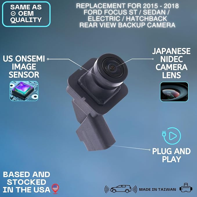 Backup Camera for 2015-2018 Ford Focus ST Sedan Hatchback Electric | Replaces OE part F1EZ-19G490-A F1ET-19G490-AC, rear view reverse parking assist backup monitor high definition hd