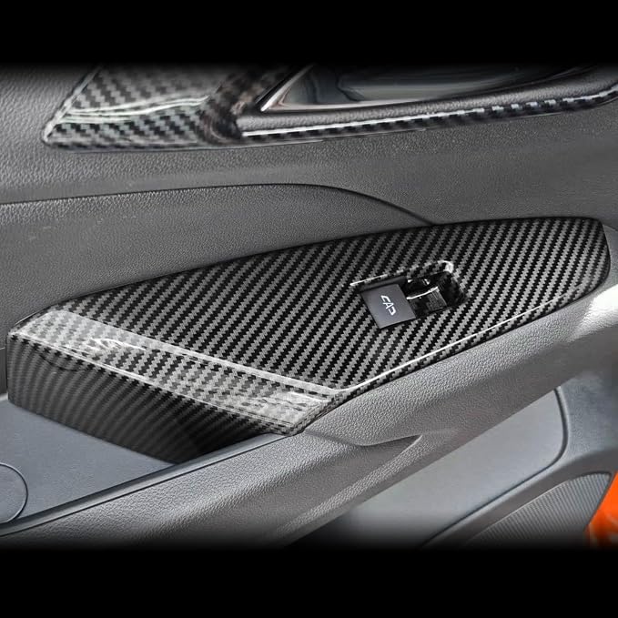 Car Interior Window Switch Panel Cover Side Door Glass Lock Control Button Cover Compatible with Chevy Trax 2024-2025 Accessories (Carbon Fiber Style)